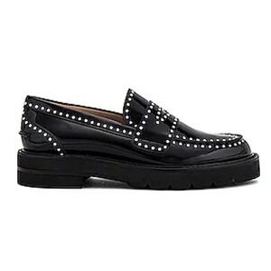 STUART WEITZMAN Womens Parker Pearl Loafer Size 10 Studded Black Patent Leather